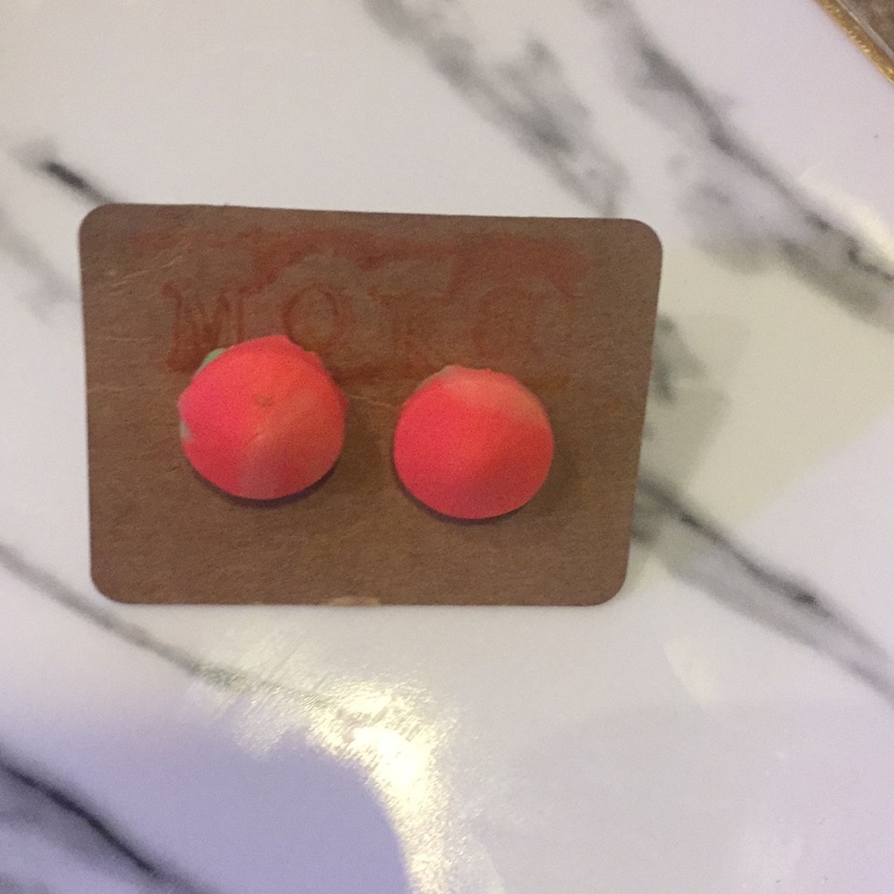 Handmade Polymer Clay Earrings - Round Stud